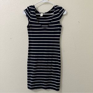 H&M Basics Navy Blue Striped Mini Dress